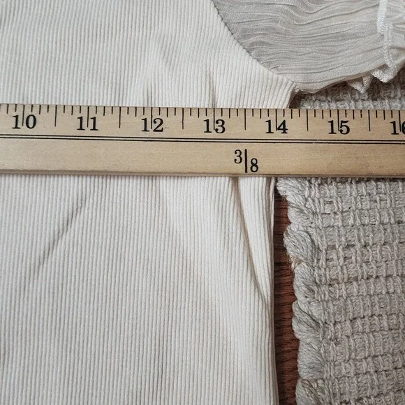 By ANTHROPOLOGIE Long Sleeve Top Cream Scoop Neck Peasant Cottage Boho‎ Small - Picture 6 of 8